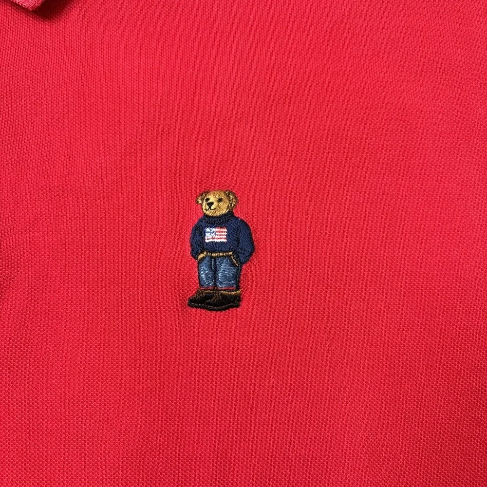 Polo‎ Ralph Lauren Polo Bear Shirt Men's XL Red Cotton Preppy Americana Flag